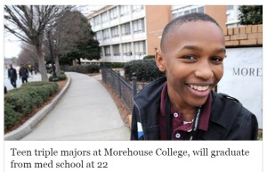 teen triple majors at Morehouse